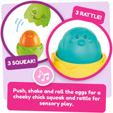 لعبة تطويرية علبة بيض مع كتاكيت ملوّنة من TOMY، لون سماوي